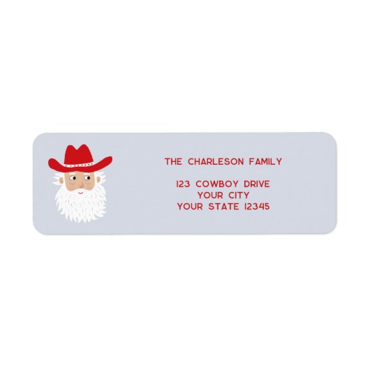 Cowboy Santa Claus Christmas Return Address ラベル (正面)