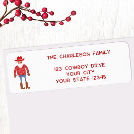 Cowboy Santa Claus Christmas Return Address ラベル