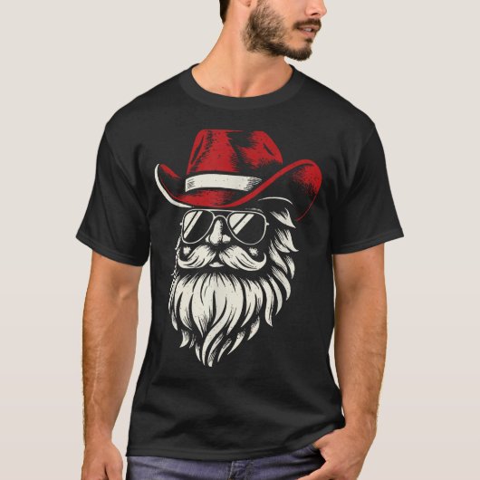 Cowboy Santa Claus Christmas Vintage  Tシャツ (正面)
