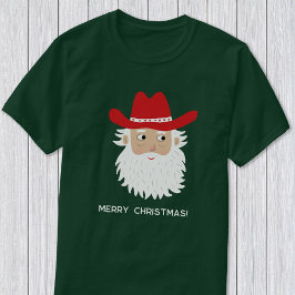 Cowboy Santa Claus Custom Text Christmas Tシャツ