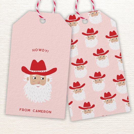 Cowboy Santa Claus Fun Western Holiday ギフトタグ