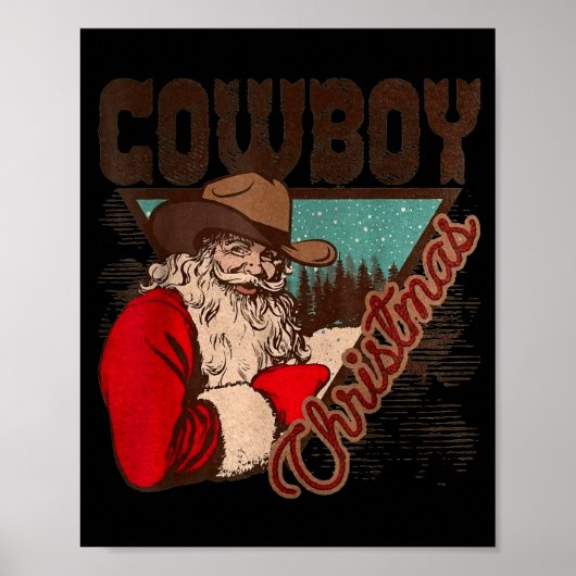 Cowboy Santa Claus Merry Christmas Western Country ポスター (正面)