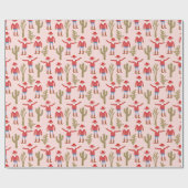 Cowboy Santa Claus Pink Christmas ラッピングペーパー (フラット)