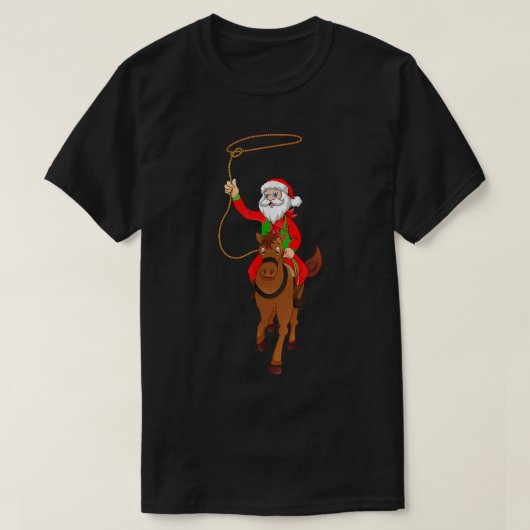 Cowboy Santa Claus Riding A Horse Christmas Cowboy Tシャツ (デザイン正面)