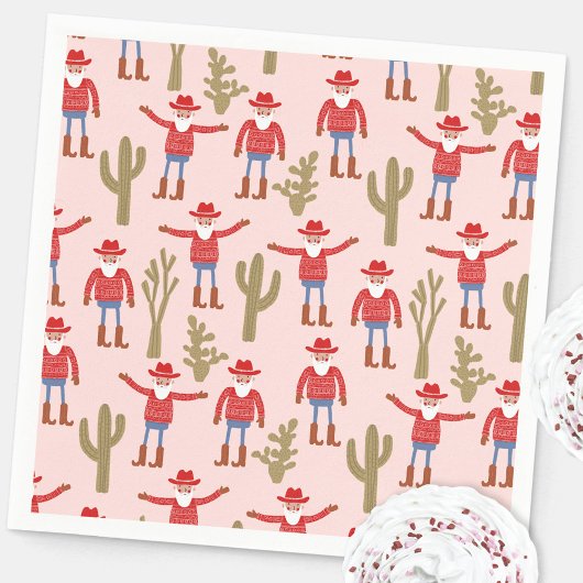 Cowboy Santa Claus Western Christmas スタンダードカクテルナプキン