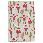 Cowboy Santa Claus Western Christmas ミディアムペーパーバッグ (正面)