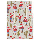 Cowboy Santa Claus Western Christmas ミディアムペーパーバッグ (裏面)