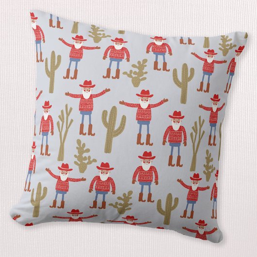 Cowboy Santa Claus Western Christmas Blue クッション