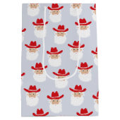 Cowboy Santa Claus Western Christmas Blue ミディアムペーパーバッグ (裏面)