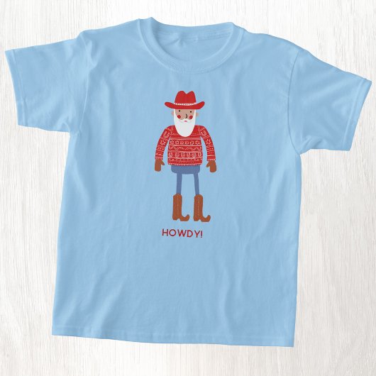 Cowboy Santa Custom Text Christmas Tシャツ