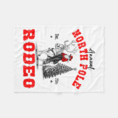 Cowboy Santa Riding Reindeer North Le Rodeo Christ フリースブランケット (正面(横))