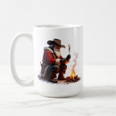 Cowboy Santa Roasts Campfire Marshmallow コーヒーマグカップ (左)