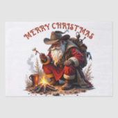 Cowboy Santa: Rustic Campfire Christmas Graphic 薄葉紙 (正面)