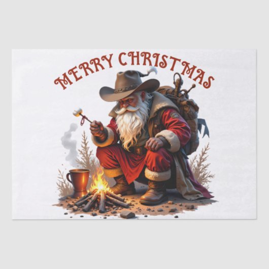 Cowboy Santa: Rustic Campfire Christmas Graphic 薄葉紙 (正面)