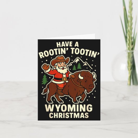 Cowboy Santa Shirt Wyoming Christmas Buffalo Holid カード (正面)