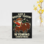 Cowboy Santa Shirt Wyoming Christmas Buffalo Holid カード (黄色い花)