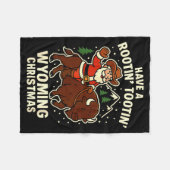 Cowboy Santa Shirt Wyoming Christmas Buffalo Holid フリースブランケット (正面(横))