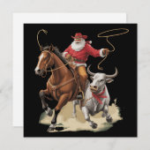Cowboy Santa Western Roping Christmas Vintage  シーズンカード (正面/裏面)