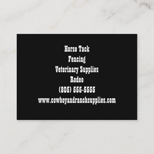 Cowboy Services or Ranch Horse Tack Fencing 名刺 (裏面)