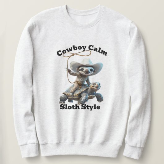 Cowboy Sloth Wrangler Sweats - Relaxed Lifestyle スウェットシャツ (デザイン正面)