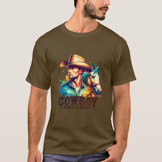 ✨"Cowboy State of Mind" Reflective Cowboy Shirt – Tシャツ (正面)