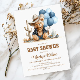 Cowboy Teddy Bear Baby Shower Invitation 招待状