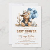 Cowboy Teddy Bear Baby Shower Invitation 招待状 (正面)