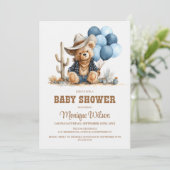 Cowboy Teddy Bear Baby Shower Invitation 招待状 (スタンド正面)