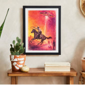 Cowboy UFO Encounter – Vintage Sci-Fi ポスター