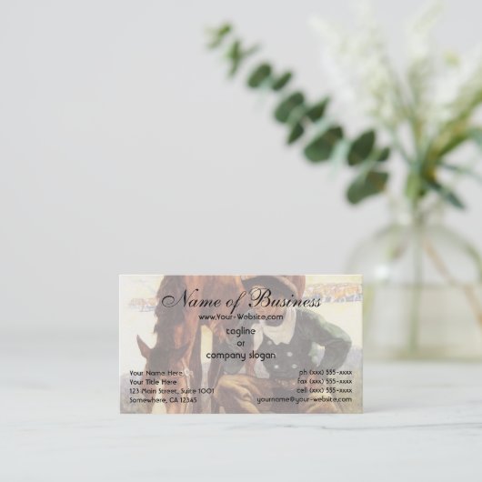 Cowboy Watering His Horse by NC Wyeth 名刺 (スタンド正面)