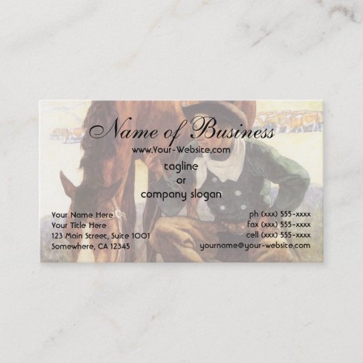 Cowboy Watering His Horse by NC Wyeth 名刺 (正面)