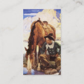 Cowboy Watering His Horse by NC Wyeth 名刺 (裏面)