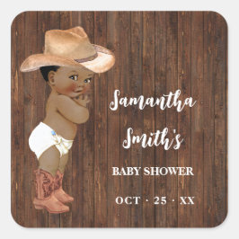 Cowboy Western Baby来 Showerのオウムに感謝 スクエアシール