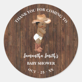 Cowboy Western Baby来 Showerのオウムに感謝 ラウンドシール