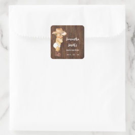 Cowboy Western Baby Shower来に感謝 スクエアシール