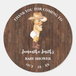 Cowboy Western Baby Shower来に感謝 ラウンドシール