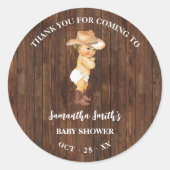 Cowboy Western Baby Shower来に感謝 ラウンドシール (正面)