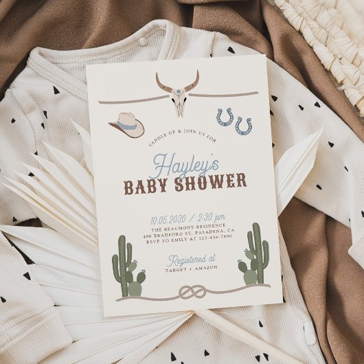 Cowboy Western Baby Shower Invitation 招待状