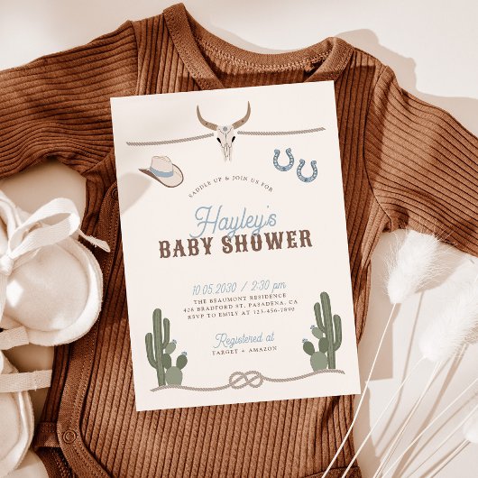 Cowboy Western Baby Shower Invitation 招待状