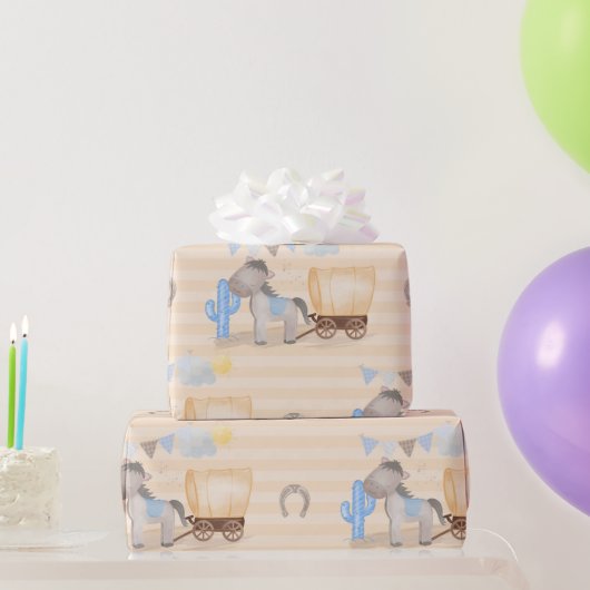 Cowboy Western  Boots, Hats & Cacti Rustic Rodeo ラッピングペーパー (パーティーギフト)