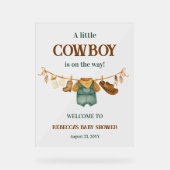 Cowboy Western Clothesline Baby Shower Welcome アクリルサイン (正面)