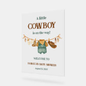 Cowboy Western Clothesline Baby Shower Welcome アクリルサイン (傾斜)