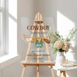 Cowboy Western Clothesline Baby Shower Welcome アクリルサイン