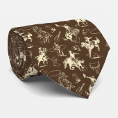 Cowboy Western Rodeo Horses Dark Brown ネクタイ (ロール)