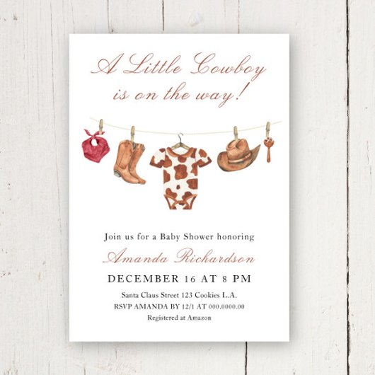 Cowboy Wild West Rodeo Baby Shower 招待状