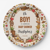 Cowboy Wild West Rodeo Ranch | Rustic Western Baby ペーパープレート (正面)