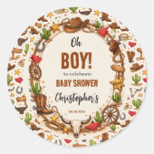 Cowboy Wild West Rodeo Ranch | Rustic Western Baby ラウンドシール (正面)