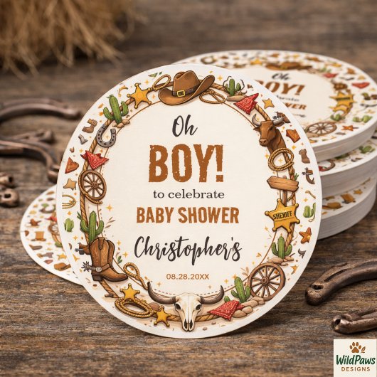 Cowboy Wild West Rodeo Ranch | Rustic Western Baby ラウンドシール
