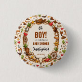 Cowboy Wild West Rodeo Ranch | Rustic Western Baby 缶バッジ (正面)