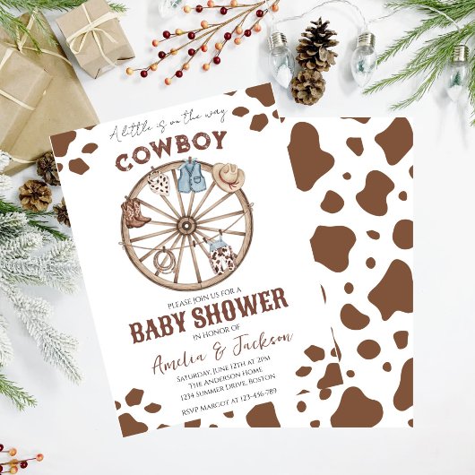 Cowboy Wild West Rodeo Western Boy Baby Shower  招待状